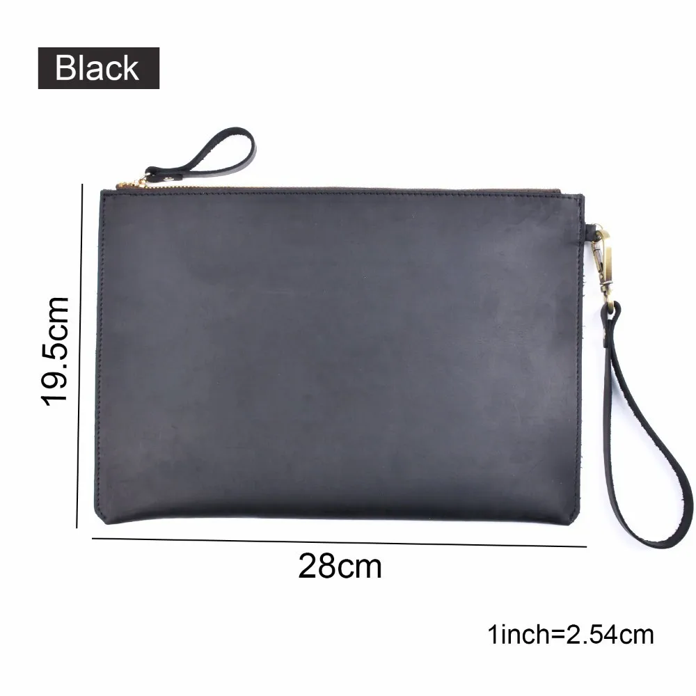 Black Натуральная кожа мужской портфель 28x19,5 см Crazy Horse кожаный бизнес Ретро стиль портфель для документов сумка для документов - Цвет: Black