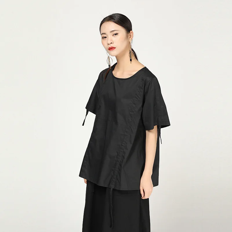 LANMREM 2020 Новая летняя модная женская одежда в японском стиле с круглым вырезом