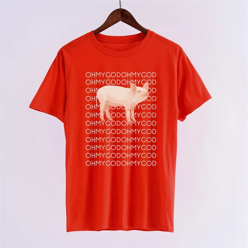 Summer cotton men t shirt Pig oh my god letter print streetwear tshirt men short sleeve harajuku t-shirt Boy Tees Tops