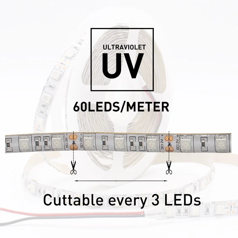 Ультрафиолетовый 5050 SMD Светодиодные ленты светильник 0 5 м Водонепроницаемый