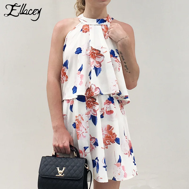 Женский шифоновый комплект без бретелек Ellacey из двух предметов с цветочным