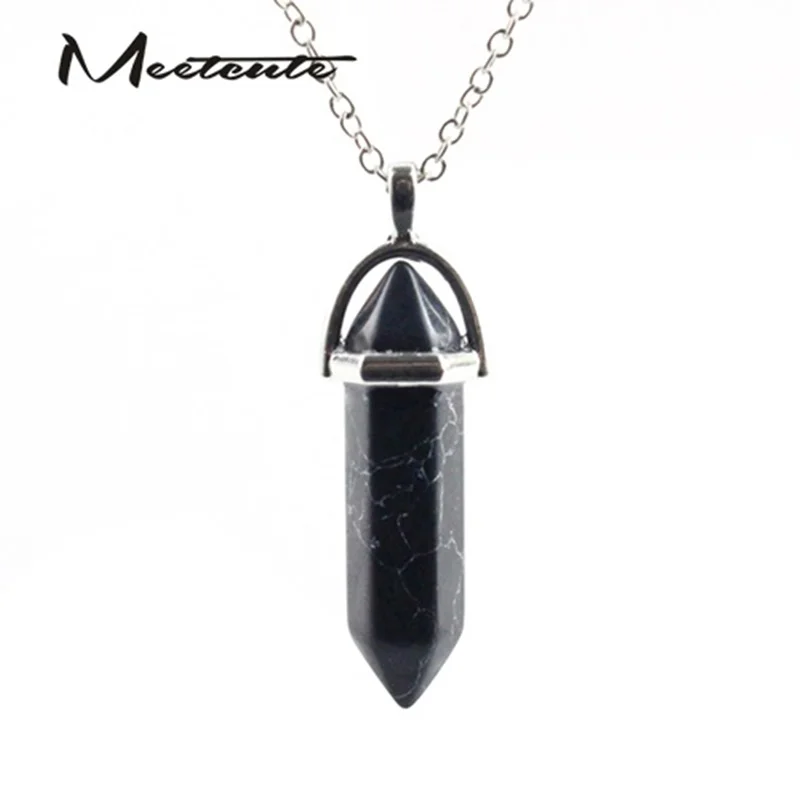 Meetcute подвеска с натуральным кристаллом шестигранная ожерелье камнем в виде