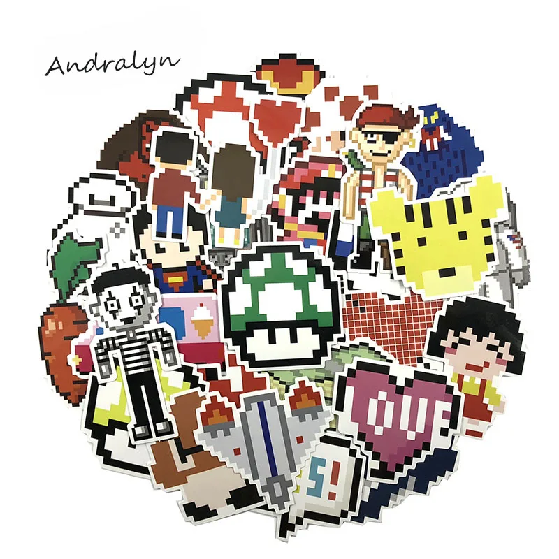 50 шт./компл. мозаика классический роль пикселей наклейки для ноутбука