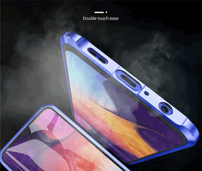 360 двухсторонний стеклянный чехол для samsung Galaxy A50 A20 A30 A70 A50S M30S чехол s магнитный металлический бампер задняя крышка Coque A 50