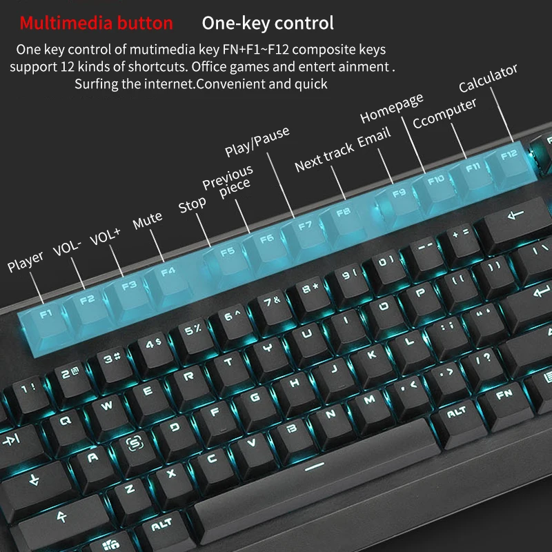Motospeed K95 USB настоящая механическая проводная клавиатура с 104 клавишами, синий переключатель, игровой светодиодный Одноцветный с подсветкой для настольного компьютера