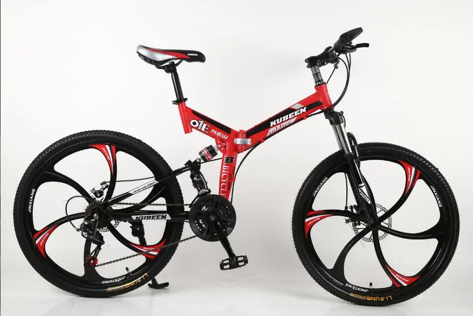 red 6 knives wheel KUBEEN горный велосипед 26 дюймовый стальной 21 скорость велосипеды двойной дисковые тормоза с переменной скоростью дорожные велосипеды гоночный велосипед BMX велосипед - Цвет: red 6 knives wheel