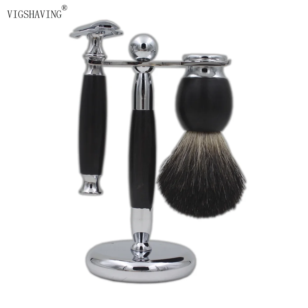 Vigshaving эбенового дерева Черный барсук волос Кисточки для бритья и Детская