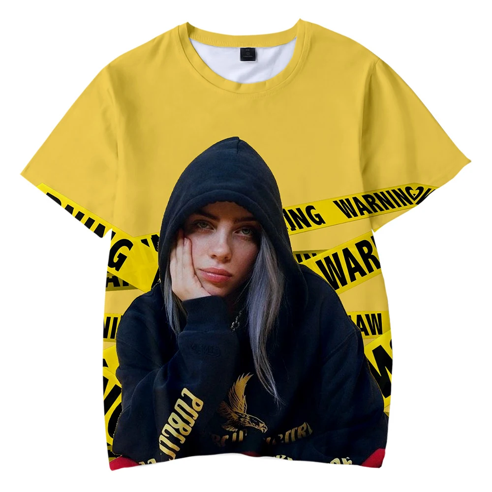 Лидер продаж новая крутая одежда с 3D принтом Billie Eilish футболка Повседневная