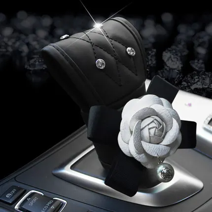 shifter cover Цветок камелии автомобильный чехол на руль шеи подушки подголовника поясная Поддержка авто солнцезащитный козырек Сумочка для салфеток коробка ремень безопасности аксессуары - Название цвета: shifter cover