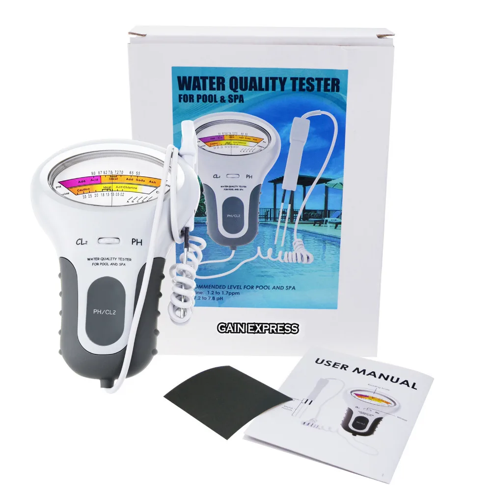 

Chlorine Tester, PH & Chlorine Cl2 Level Meter Tester Test Monitor Swimming Pool Spa Water Monitor with Probe