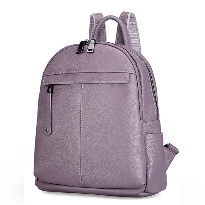 Taro Purple Aodux 2 размера белые серебряные рюкзаки из натуральной коровьей кожи женский рюкзак первый слой воловьей кожи Школьные сумки комплектующие черного цвета - Цвет: Taro Purple