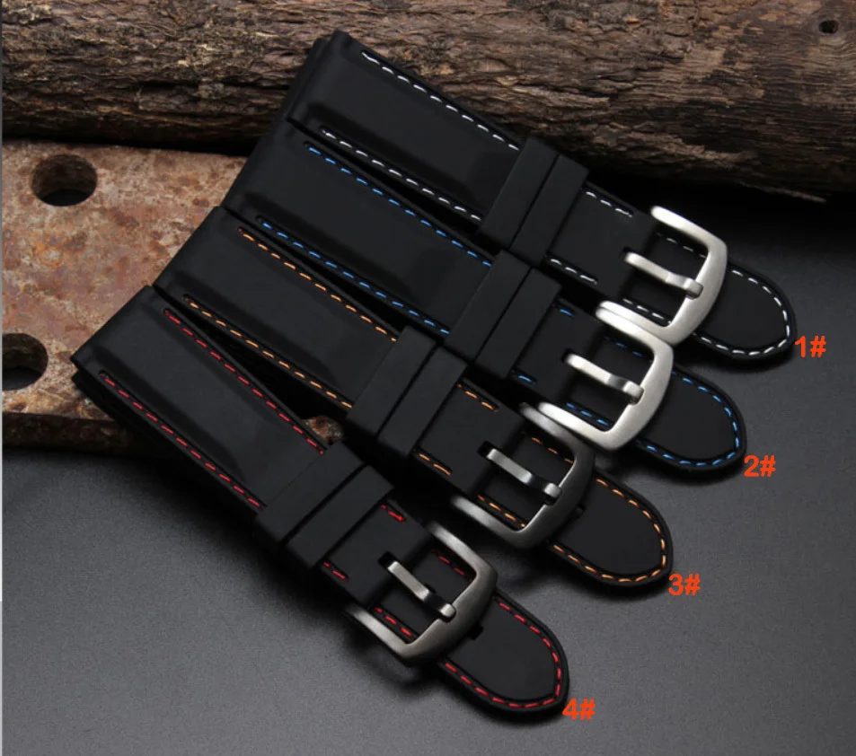 Ремешок силиконовый для наручных часов черный водонепроницаемый резиновый