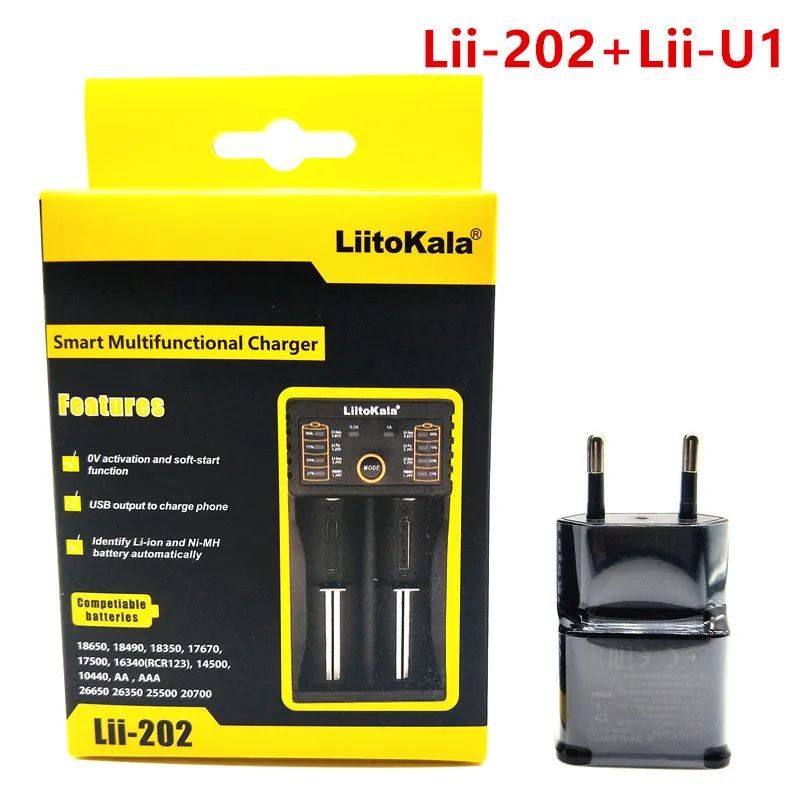 2017 Liitokala lii100 lii202 ii402 18650 зарядное устройство Li-Ion 1 2 в 3 7 AA NiMH 26650 5 2A inteligente de EU plug |