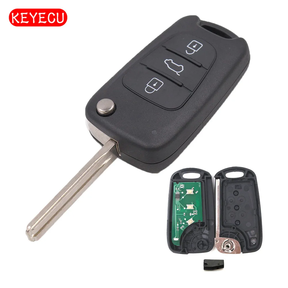 

Keyecu Keyecu Flip Remote Car Key Fob 3 Button 433MHz ID46 Chip for Hyundai IX35 I20 I30 2008-2012