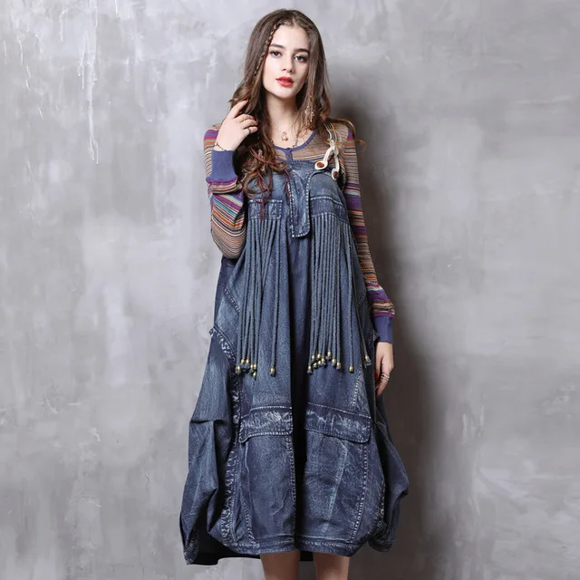 Женская джинсовая юбка на бретельках фирменная Оригинальная фонарики в стиле