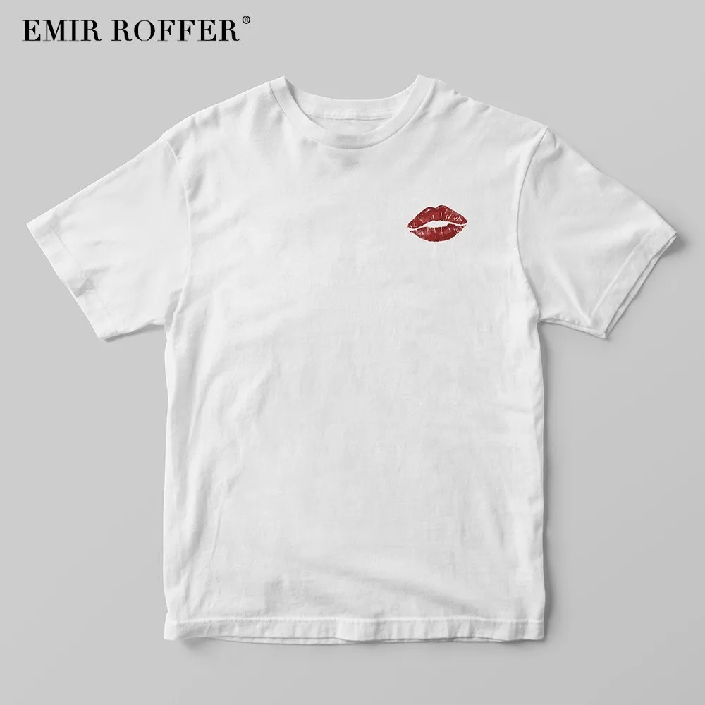 EMIR ROFFER красные губы футболка для женщин женская модная Харадзюку с принтом белая