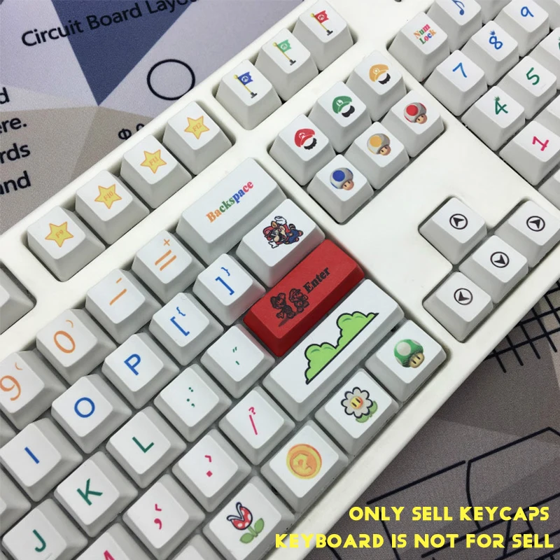 104 ключа супермарио индивидуальная термосублимация PBT Keycap OEM