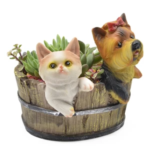 Смола маленький цветочный горшок плантатор корги сад суккуленты растений бонсай горшечные цветы настольная лампа для сада