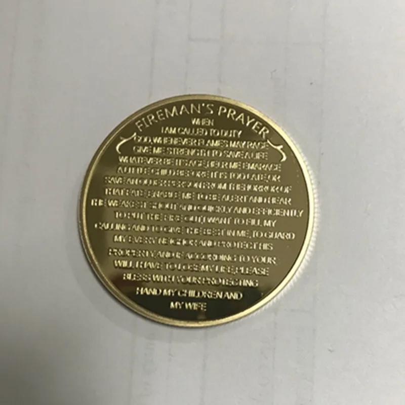 100 pcs Non magnetic American Fireman's prayer GIVE ME STRENGTH TO SAVE A LIFE gold plated 40 mm souvenir collectible metal coin | Дом и