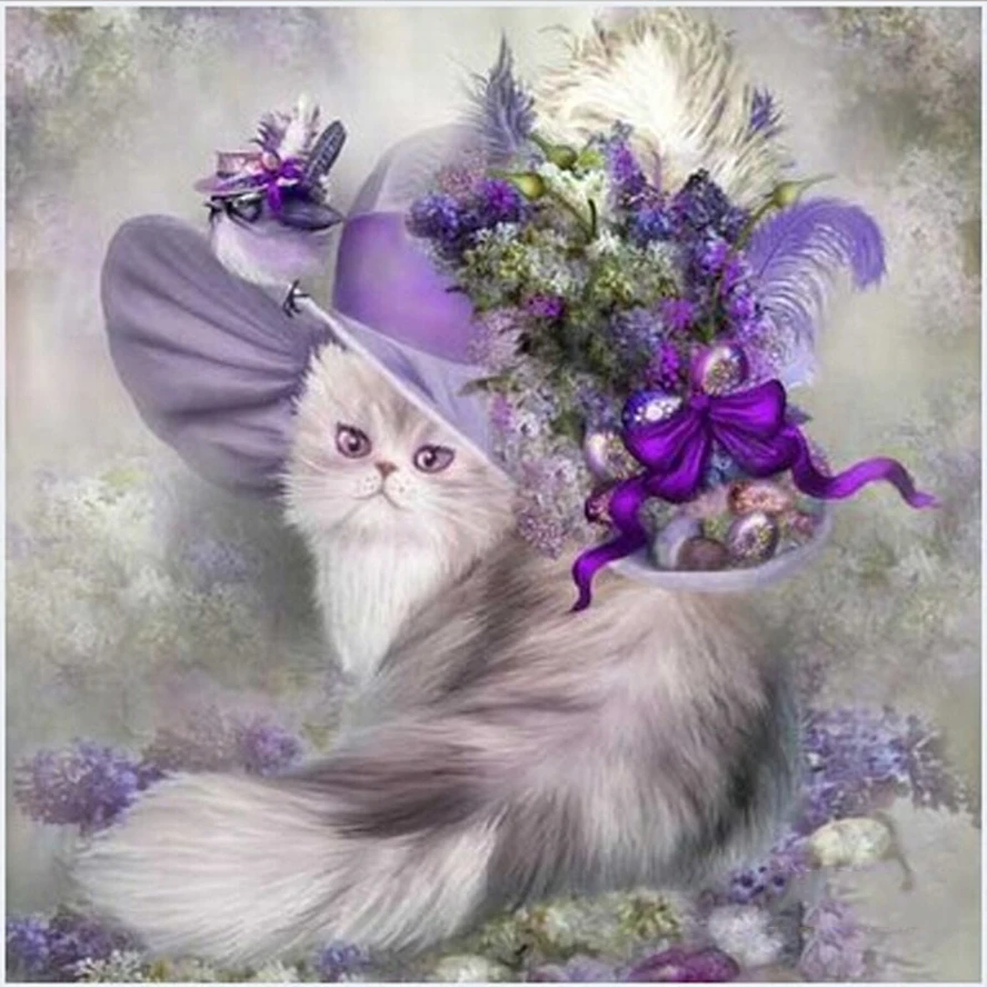 3D Rhinestone Crystal Home Decor DIY Diamond Painting Princess flower cat Cross Stitch cartoon Pattern Embroidery YF184 | Дом и сад