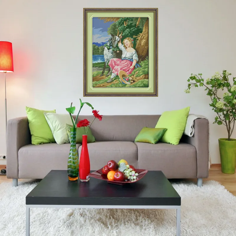 Овчарская девушка Китайская вышивка крестиком набор сделай сам nkf счетная