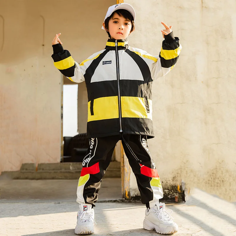 

Children's hip-hop costume handsome jacket and pant set boys performance Fashion sportwear costume 100-170cm height