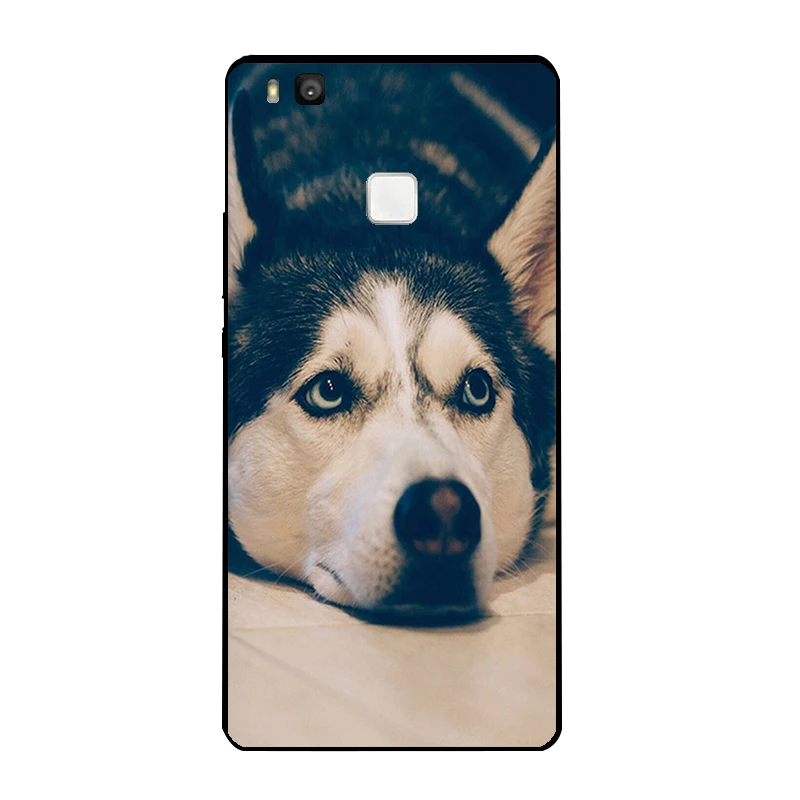 Black Soft TPU For Huawei P9 Lite Back Cover 5.2 Inch DIY Ascend G9 Phone Case Bumper Shell Husky Pattern Coque | Мобильные телефоны