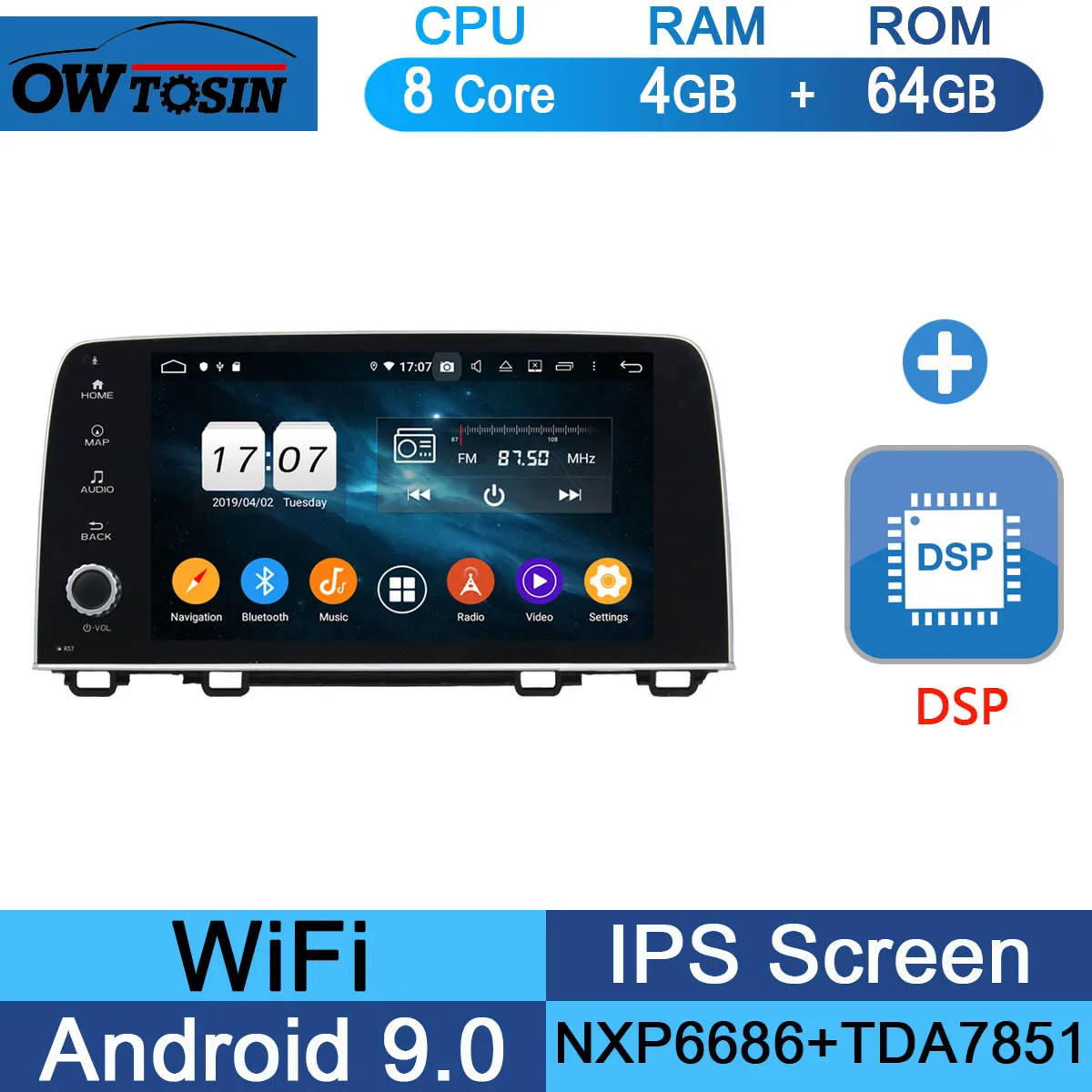 64G DSP " ips 8 ядерный 4G+ 64G Android 9,0 автомобильный DVD мультимедийный плеер для Honda CRV CR-V gps Радио Стерео Parrot BT CarPlay - Цвет: 64G DSP