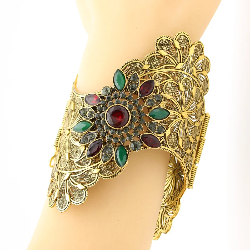 Винтажный Индийский женский браслет на руку с волнистыми краями большой размер