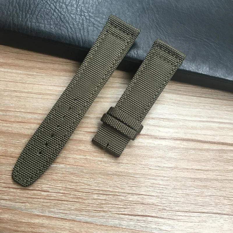 MERJUST 20mm 21mm 22mm Green Black Nylon Genuine Leather Watch Strap Watchbands For IWC PORTUGIESER CHRONOGRA Mark Bracelet Belt