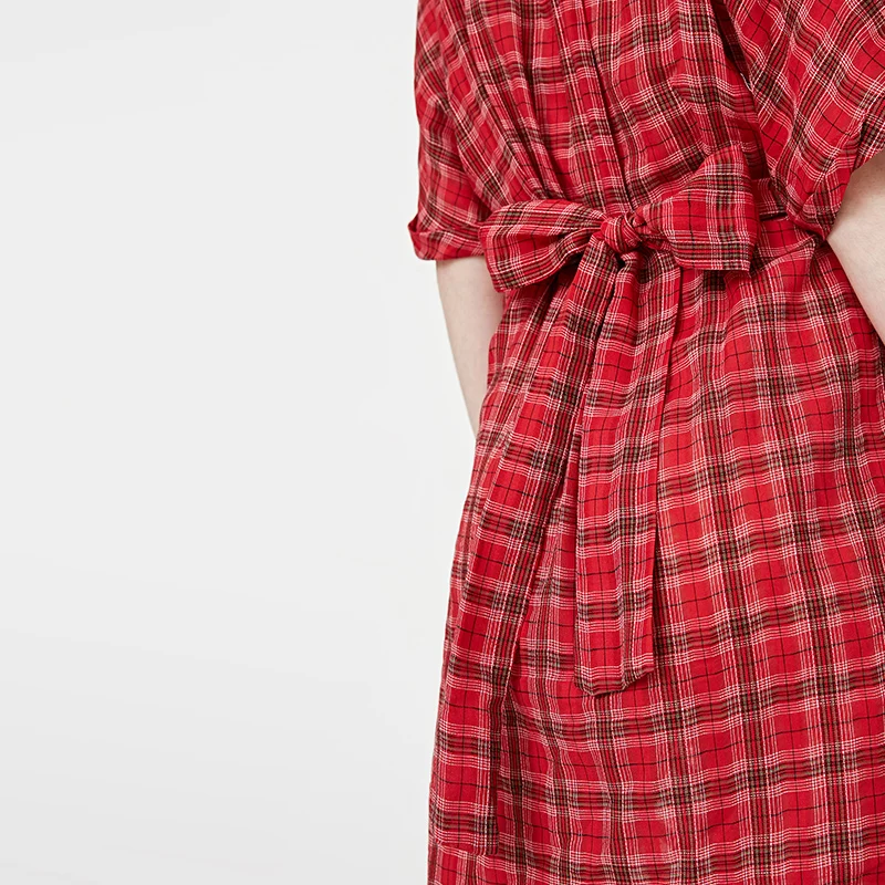 Vero Moda Новое Женское клетчатое платье с открытыми плечами на шнуровке с рукавами 1/2 | 31836W509