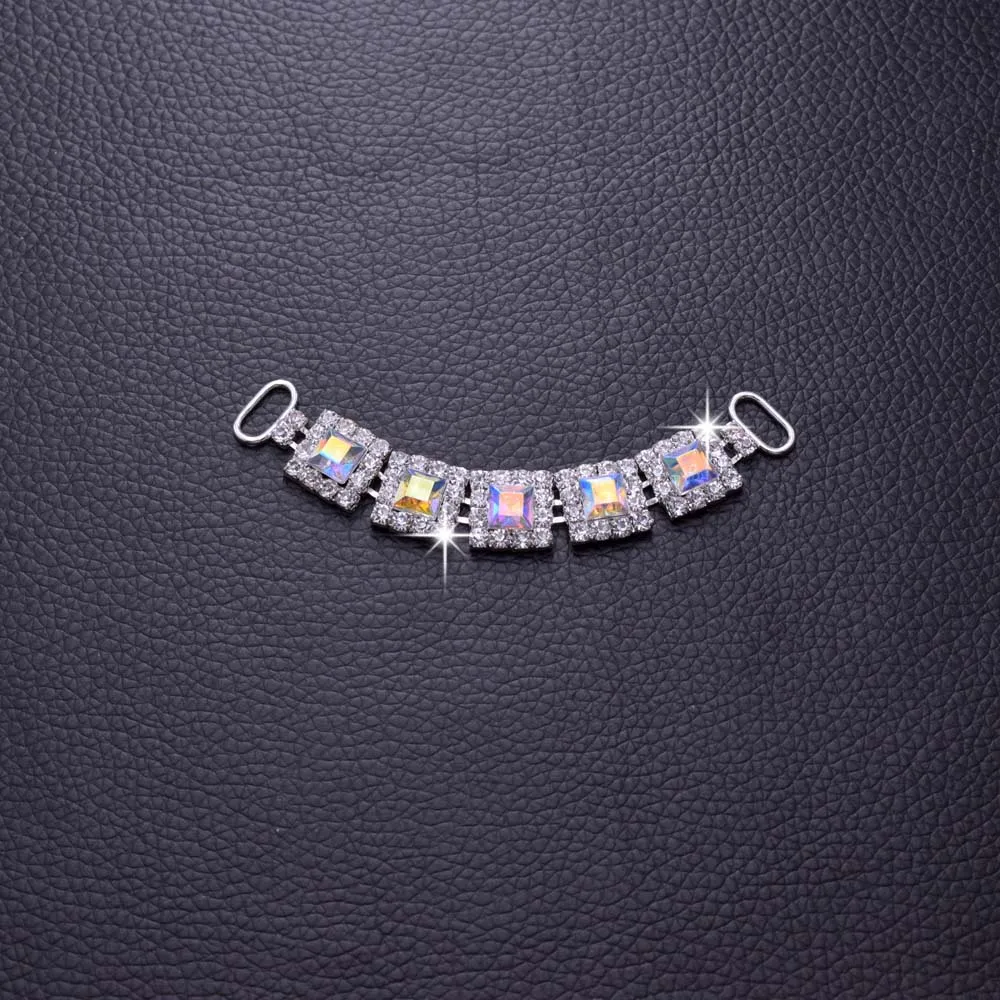 10 шт. квадратное серебряное бикини со стразами разъемы металлические пряжки для