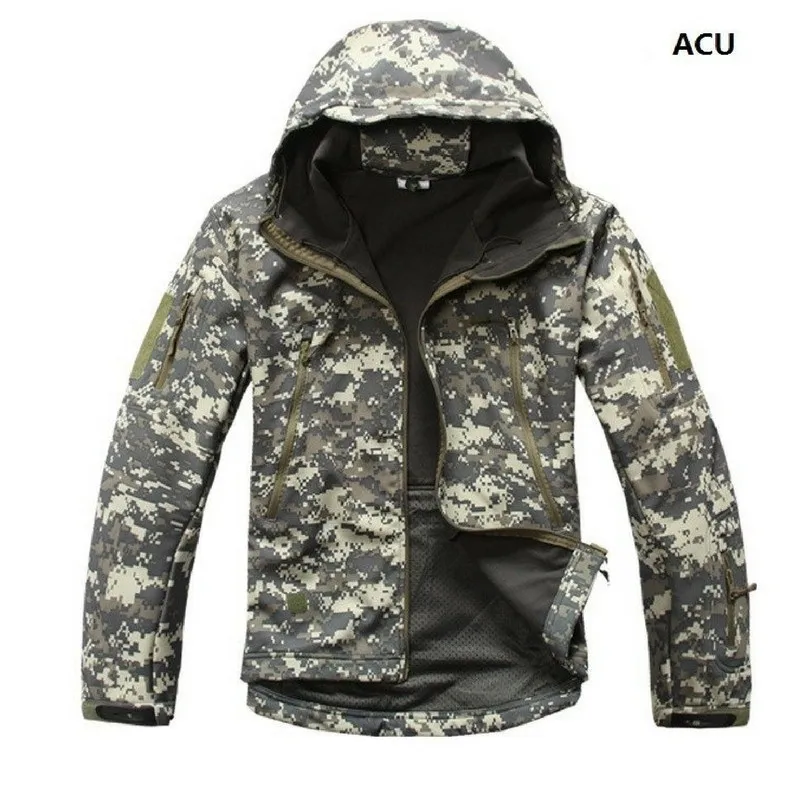 ACU Открытый Военно-тактические мягкая куртка мужская ветронепроницаемая Водонепроницаемая теплая Пальто Камуфляж с капюшоном тепловой Спортивная ветровка - Цвет: ACU