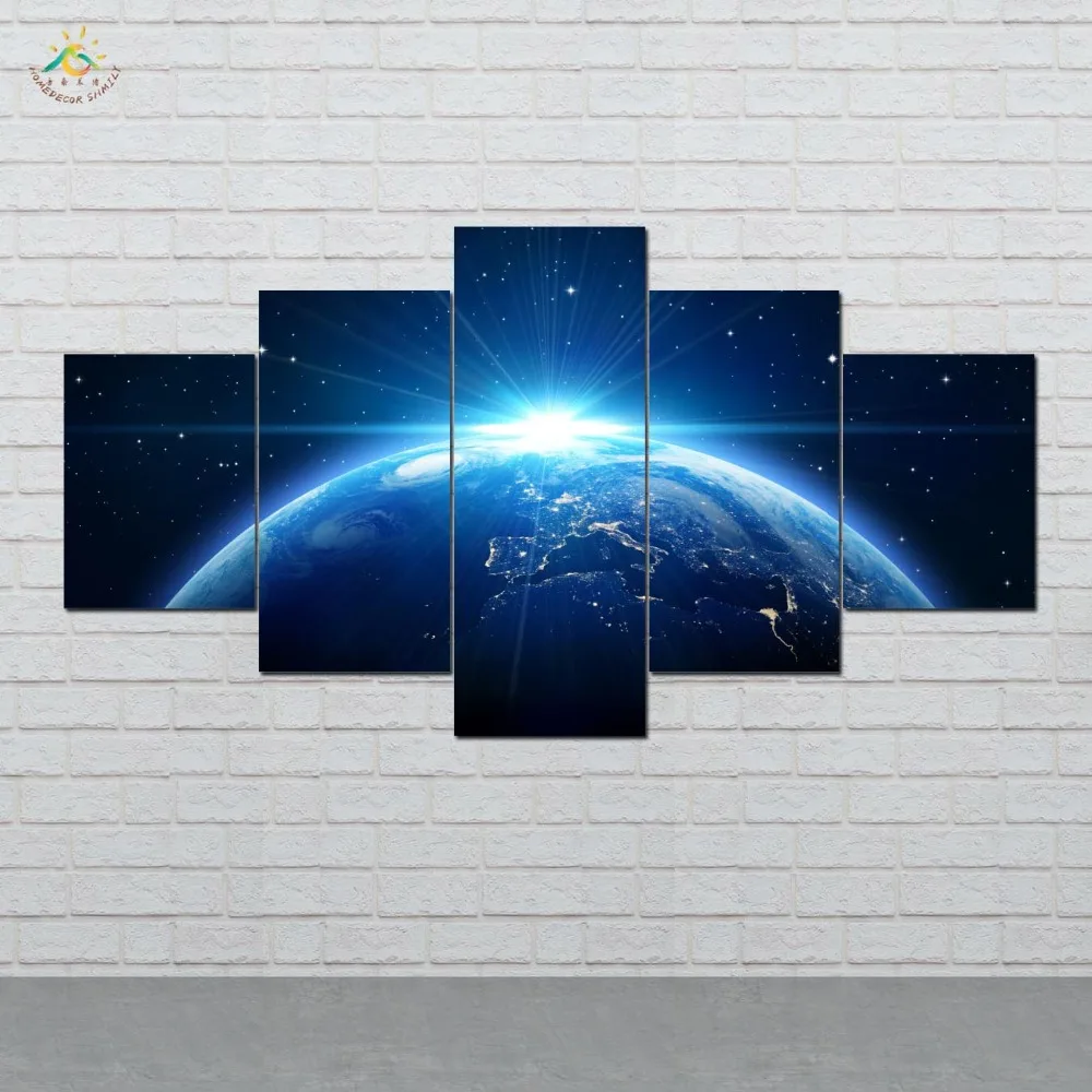 Планета светильник синий закат Wall Art HD Художественная печать на холсте картина