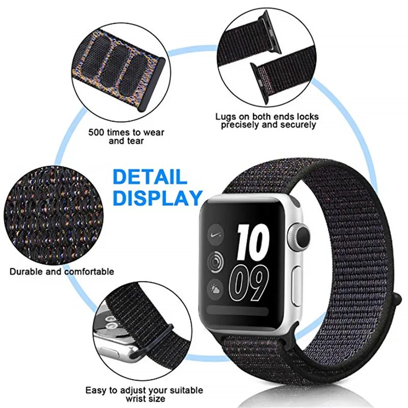 Нейлоновый сменный ремешок для apple watch band 4 44 мм 40 Мягкие Спортивные петли дышащие