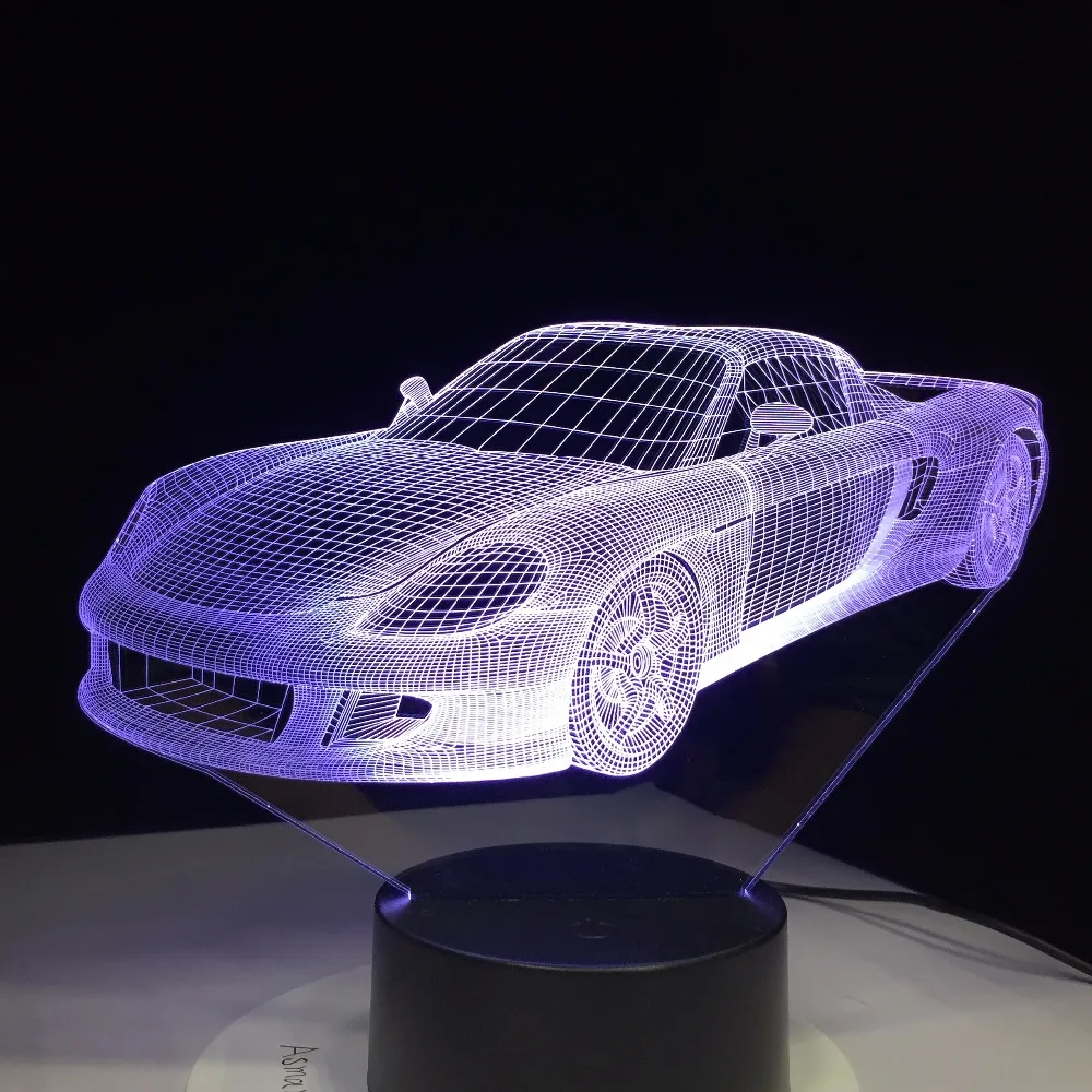 Крутая Автомобильная 3D светодиодная лампа 7 цветов менясветодиодный цвет
