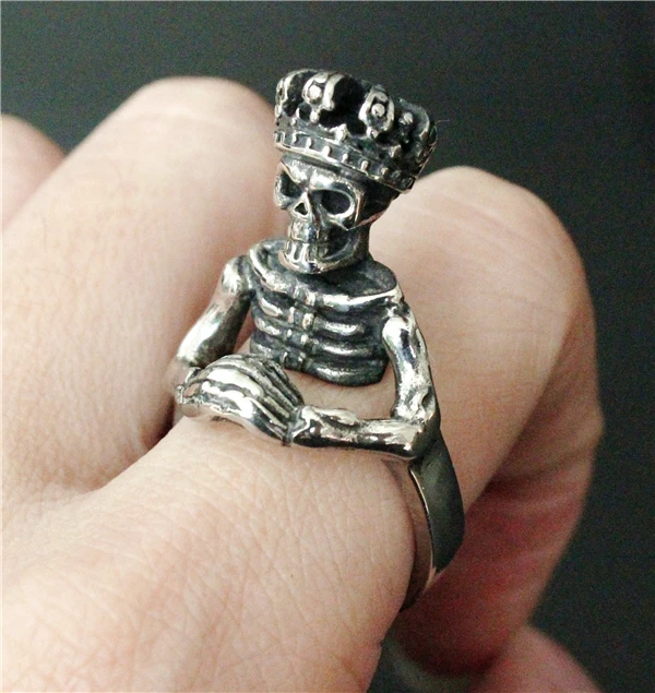 Кольцо с короной и черепом камнем из нержавеющей стали 316L|skull ring|ring with stonering women |