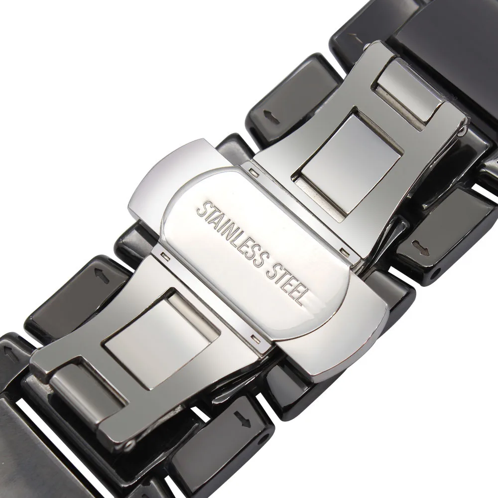 Ремешок керамический быстросъемный для наручных часов браслет со стальной