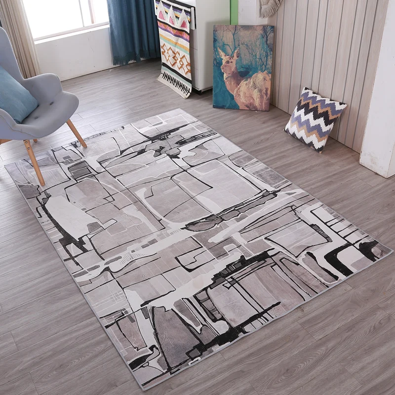 Европейский современный черный и белый геометрический персональный ковер
