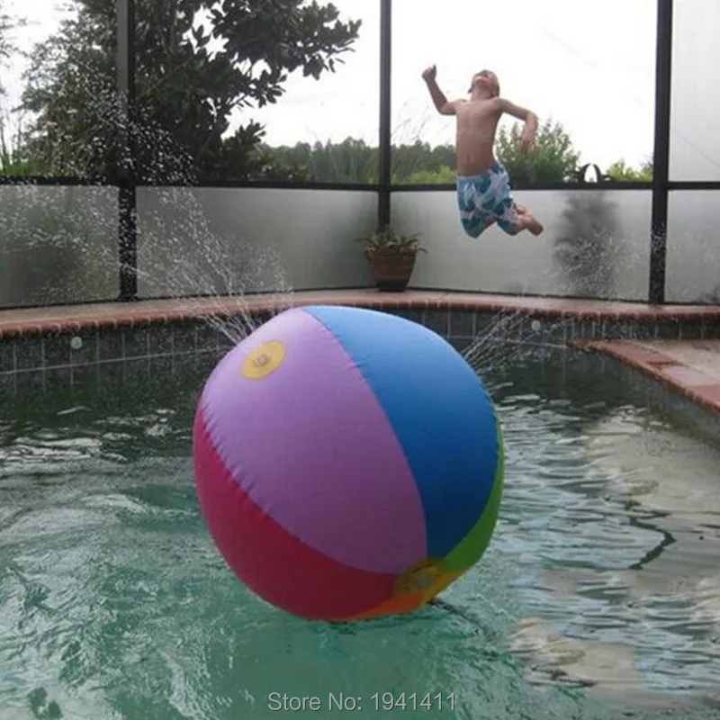 Игрушка надувная с распылителем воды мяч 75 см детский летний уличный пляжный