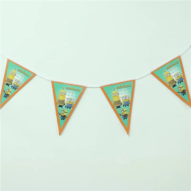 10 шт./линия Гадкий я Миньоны мультфильм бумажные флажки украшения в виде флагов