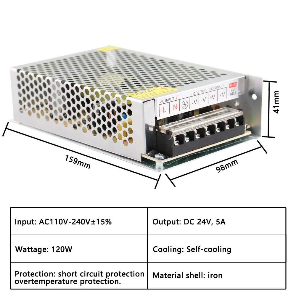 AC DC 24V Power Supply Adapter LED Driver Swiching 220V To 24V 12V Power Supply 1A 2A 3A 5A 10A 15A 20A Lighting Transformers