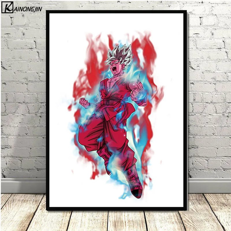011 Dragon Ball Z плакат Wall Art супер Goku Ultra освоить Холст Плакаты с живописью и принты комнаты декорации Декор для дома - Цвет: 011