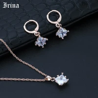 irina newest colorful jewelry sets for women drop cubic zircon hypoallergenic copper necklaceearrings jewelry sets wholesale