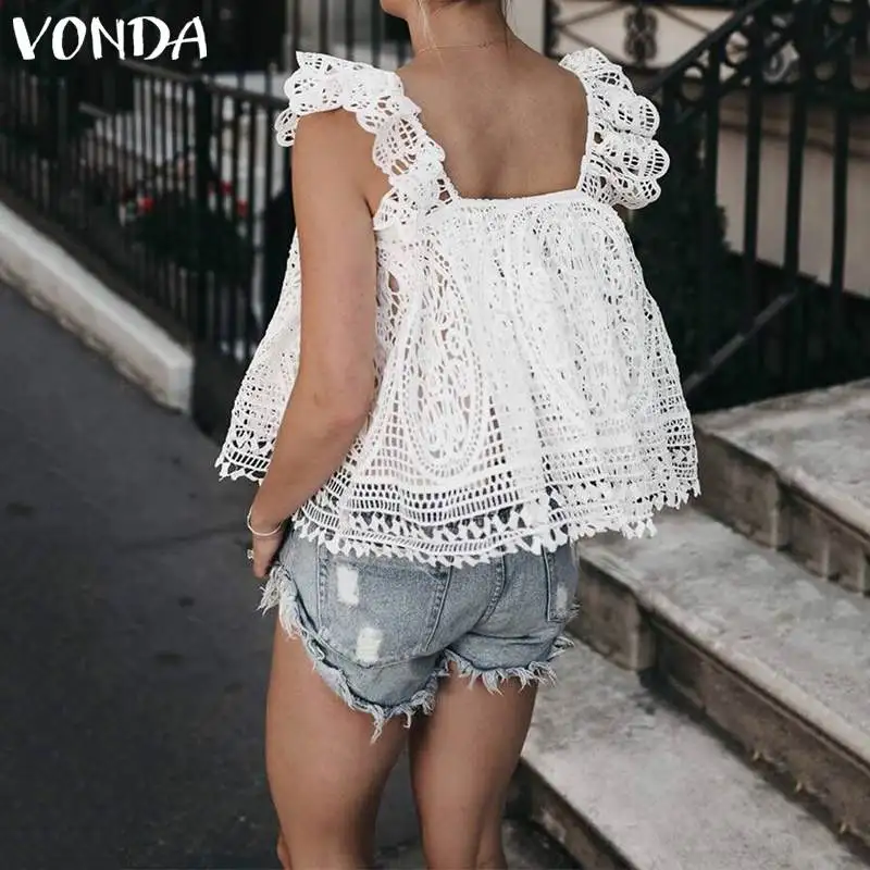 Женская блузка VONDA летняя однотонная без рукавов с вырезами большие размеры