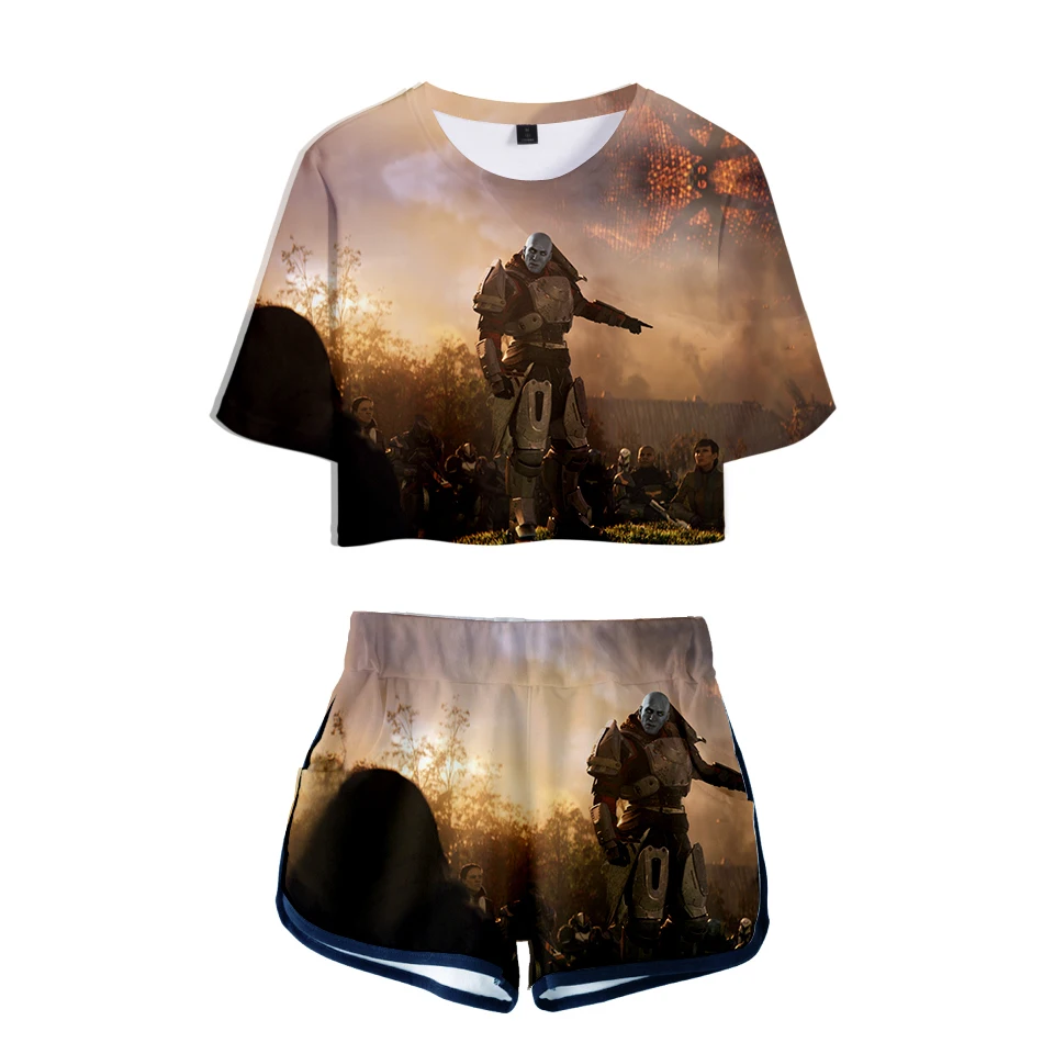 Спортивная одежда 3D DESTINY 2 крутые шорты и футболки Женский комплект из двух