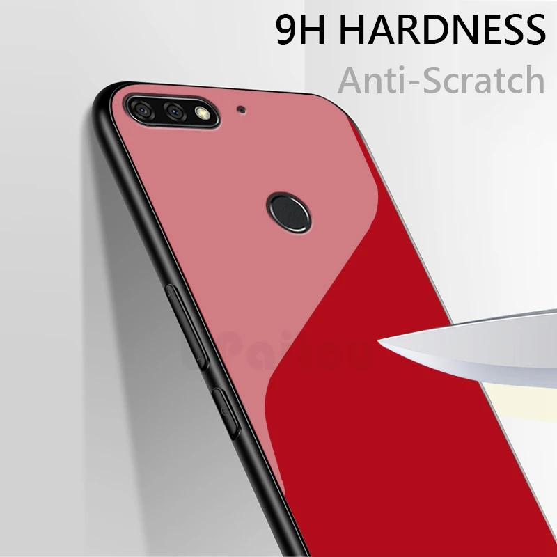UPaitou Luxury Tempered Glass Case for Huawei Honor Y7 Y6 Y5 Prime Y9 2018 TPU frame Bumper Shockproof |