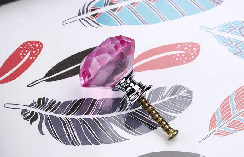 NAIERDI 40 мм Diamond форма дизайн кристалл стеклянные ручки шкаф ручки для выдвижных ящиков кухня ручки мебель ручка