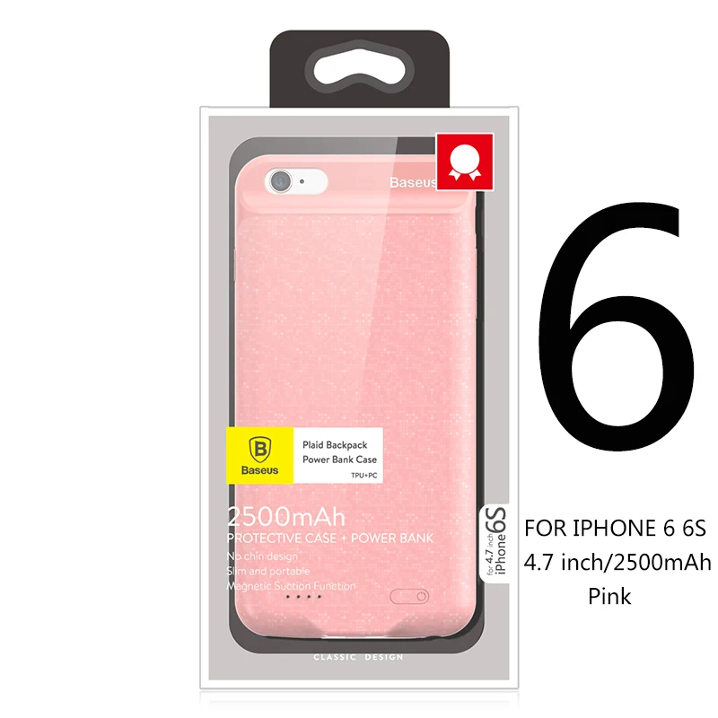 i6 2500 Pink Чехол Baseus 5000/7300mAh для портативного зарядного устройства для iPhone 6 6S Plus, внешний аккумулятор, запасное зарядное устройство, чехол для iPhone 6S - Цвет: i6 2500 Pink
