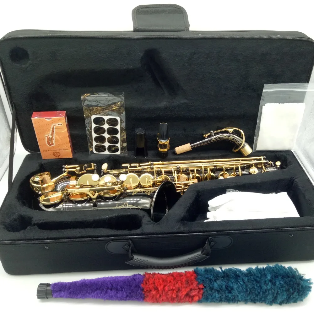 

Factory Outlet Saxophone Alto 803 Musical Instruments Professional Alto Sax Gold Lacquer Mouthpiece Patches Pads Reed Bend Neck